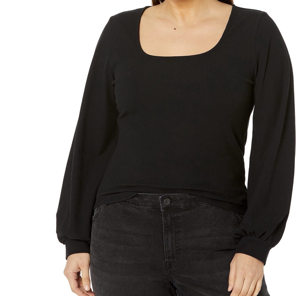 The Drop Women's @lucyswhims Square-Neck Balloon-Sleeve Top, Black, NWT - Picture 5 of 6